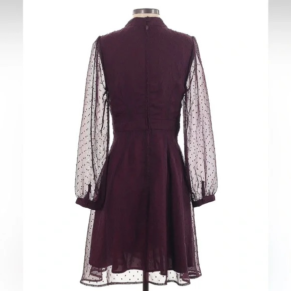 ModCloth Plum / Burgundy Swiss Dot Cocktail Dress - Picture 2 of 2